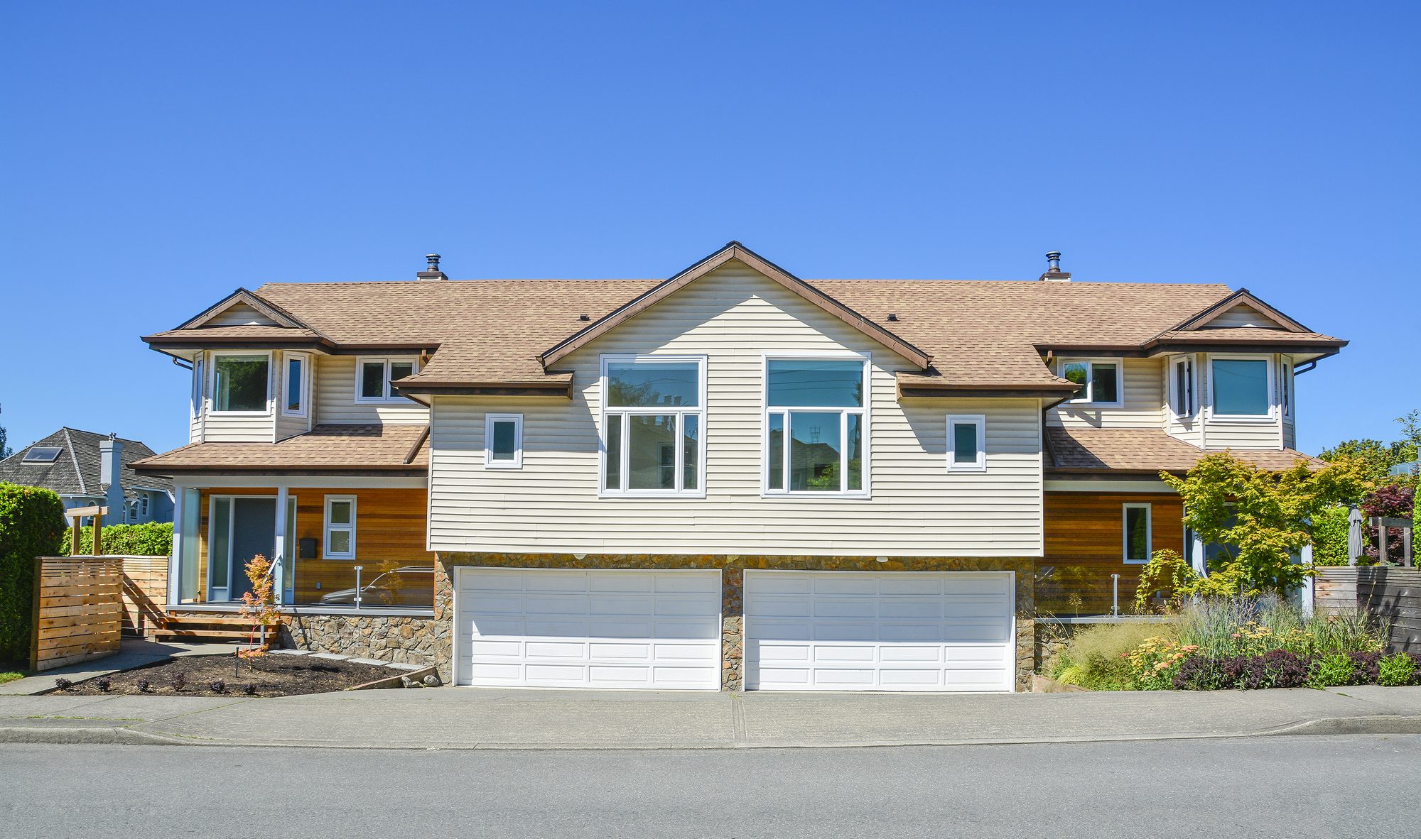 Brand new residential duplex house for two families.